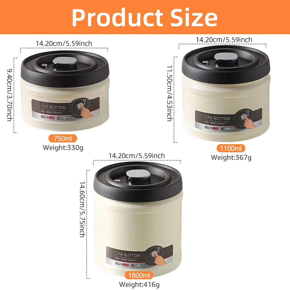 Stainless Steel Coffee Beans Vacuum Sealed Container Coffee Beans Storage