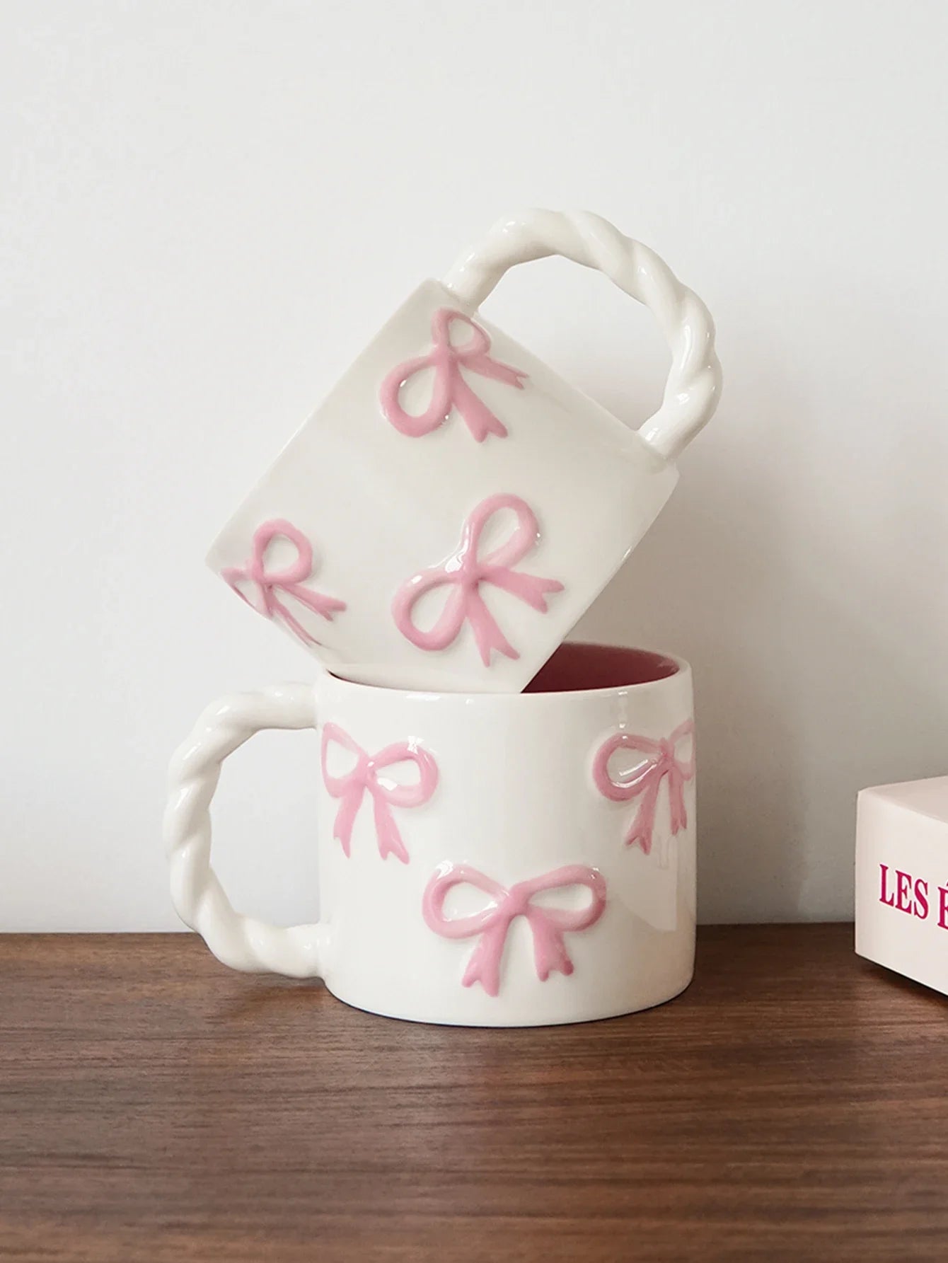 Pink Ceramic Mug with Bowknot, Suitable for Home Decor Drinkware, Drinking Cup