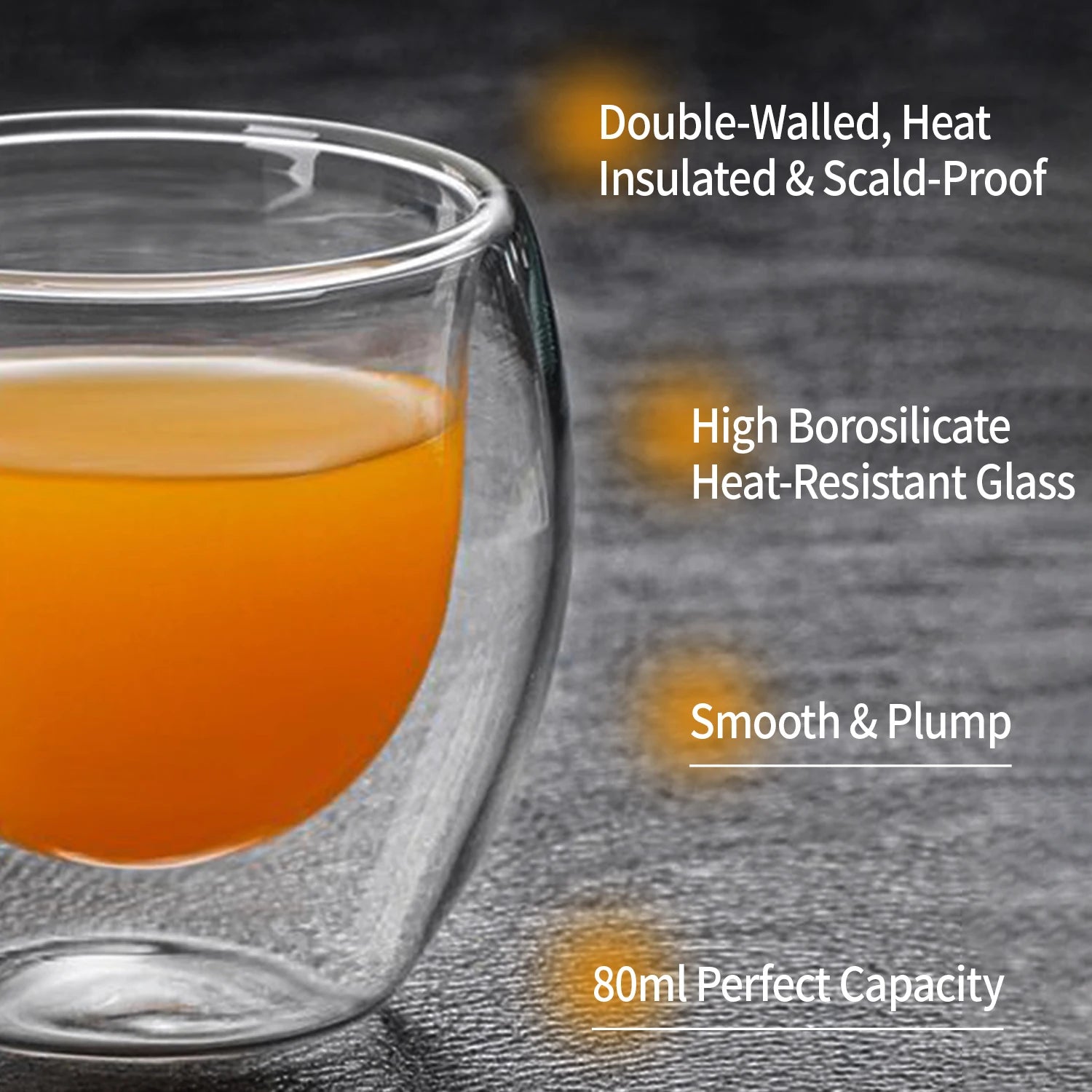 OANKR Double Wall Insulated Glasses 80ml Coffee Cup Cafe Tool Bar