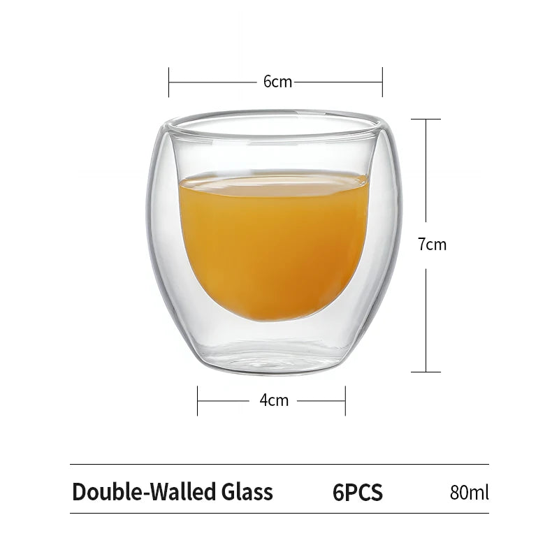 Double Walled Glass Coffee Mugs Insulated Layer Coffee Cups