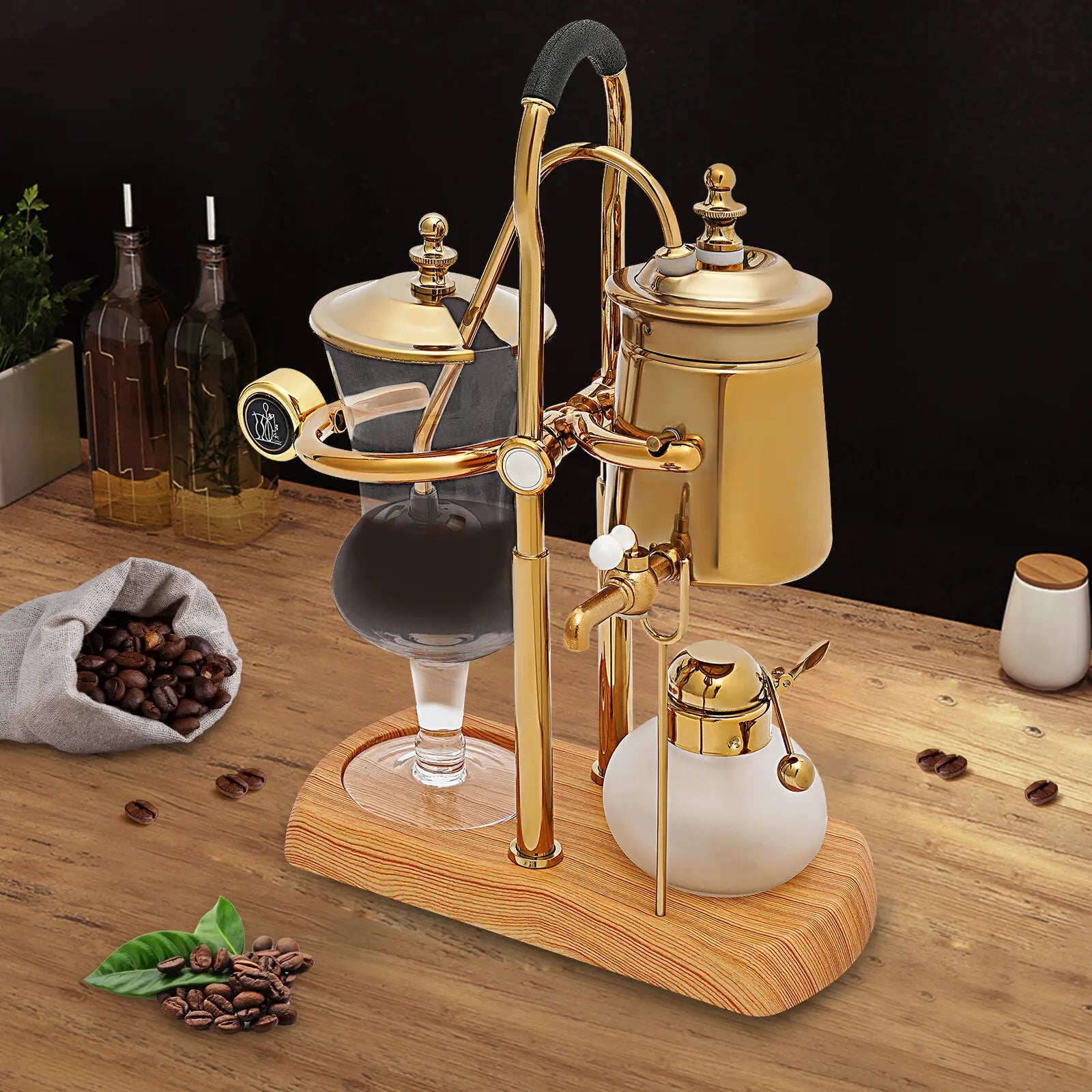 Golden Coffee Maker Siphon Pot Set with Integrated Filter Tea Coffee Brewer