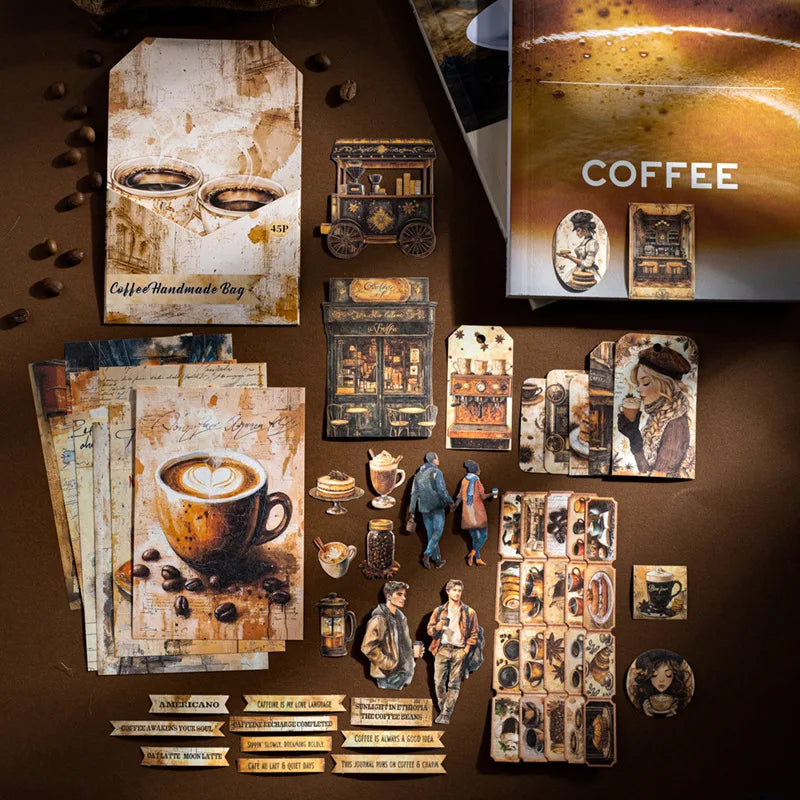 Vintage Journal 45 Sheets/pack Coffee Journal Material Pack Large Quantity Pack