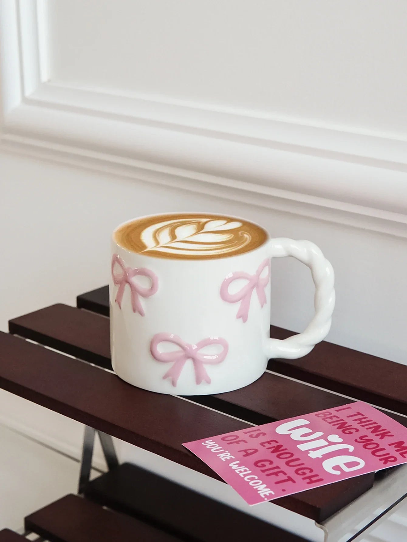 Pink Ceramic Mug with Bowknot, Suitable for Home Decor Drinkware, Drinking Cup