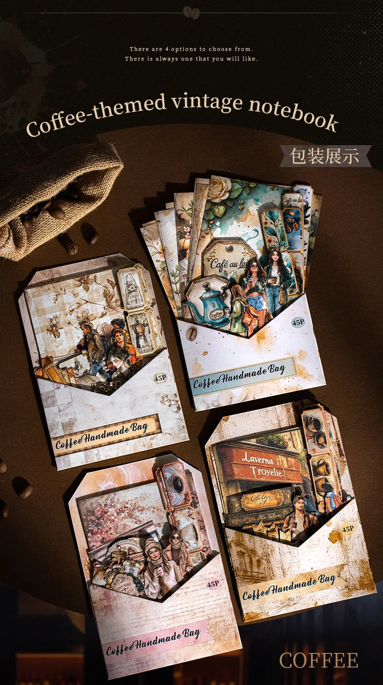 Vintage Journal 45 Sheets/pack Coffee Journal Material Pack Large Quantity Pack