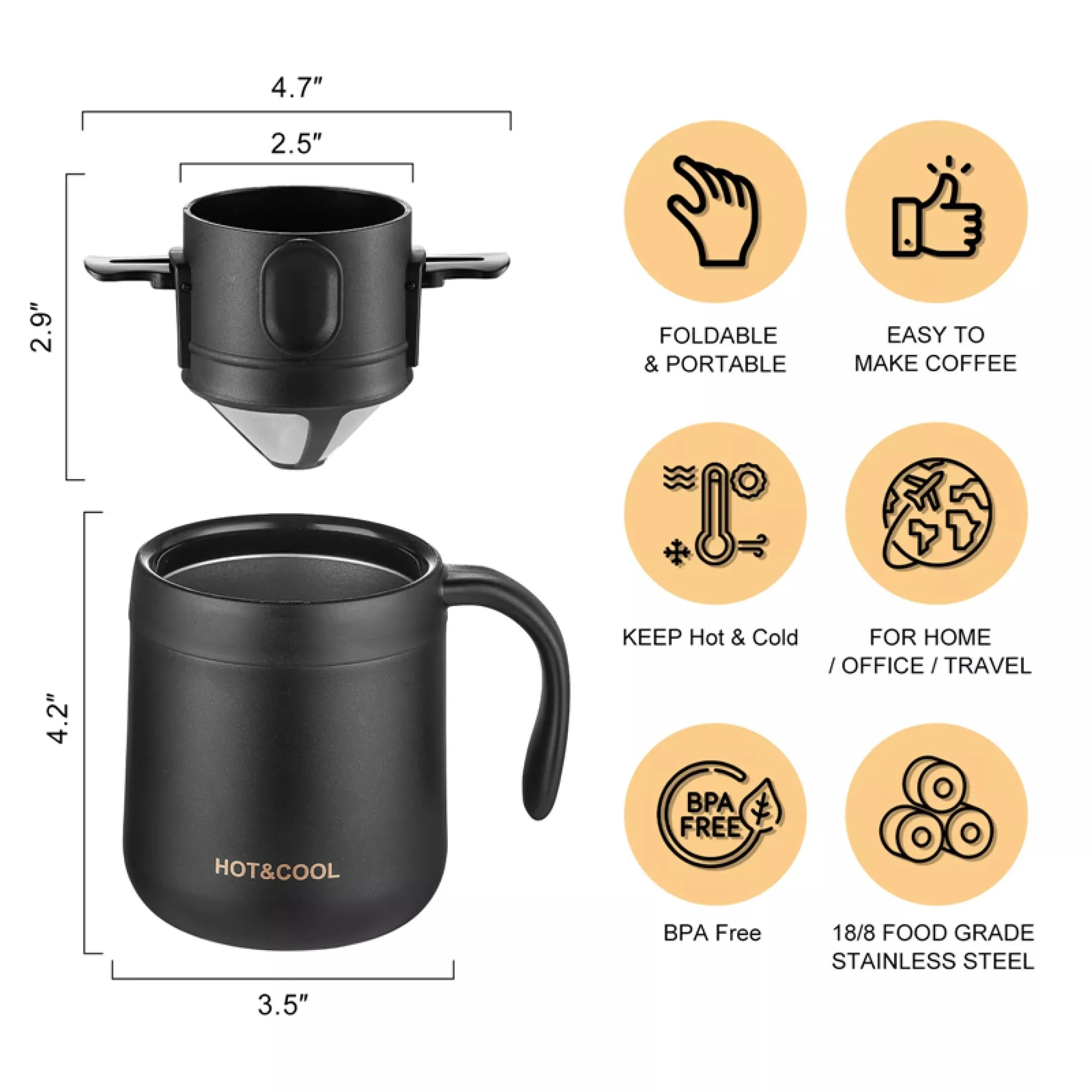 Coffee Filter Drip Coffee Tea Holder Reusable Mug Coffee Dripper Tea Cup Set