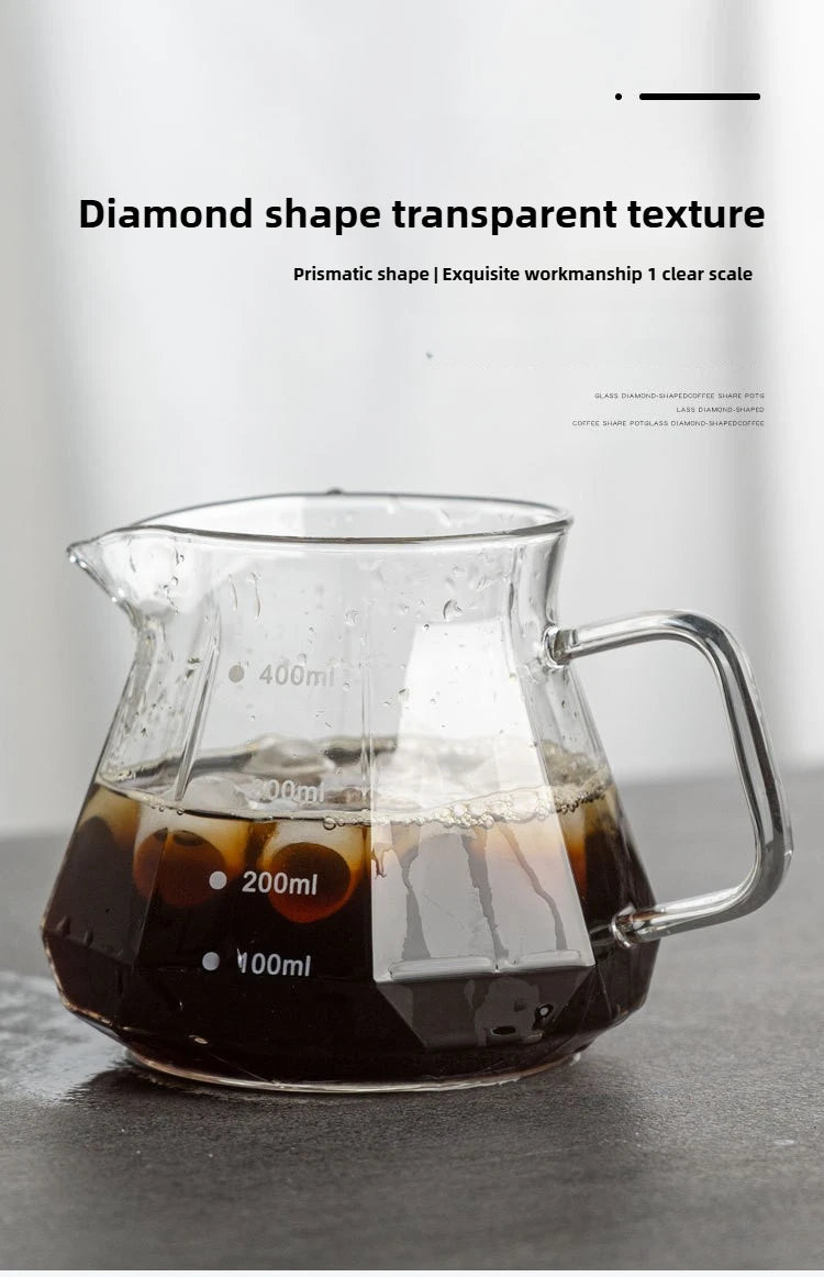Diamond Espresso Glass Carafe Coffee Pot,drip filter cup, Pour Over Coffee Filter