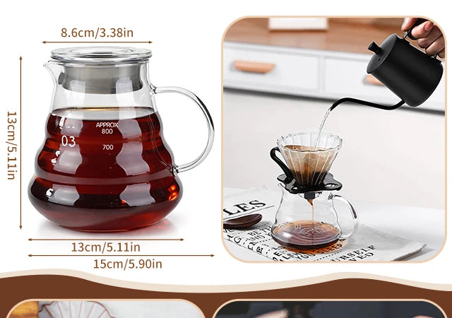 Hand-made Glass Coffee Pot Set with Lids Cloud Shaped Coffee Maker Filter Server