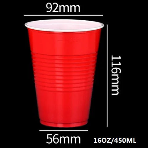 Plastic Party Cups in Red  for Drinks, Soda, Punch, Barbecue, Cola or Water