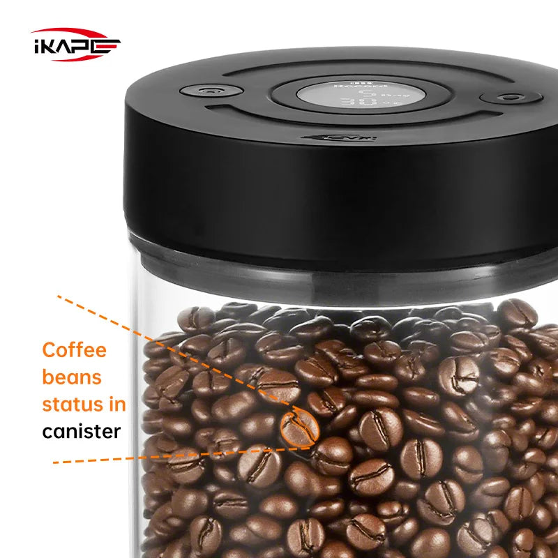 IKAPE Electric Vacuum Bean Canisters With Digital Display Coffee