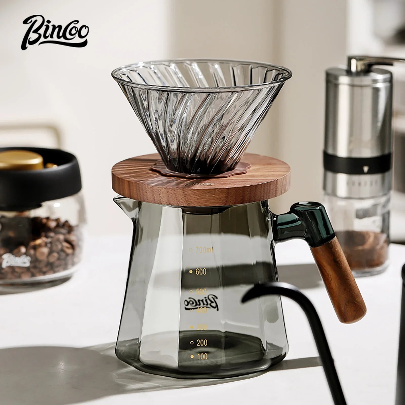 Bincoo Pour Over Coffee Maker Set 800ml Glass Carafe Coffee with Glass Coffee