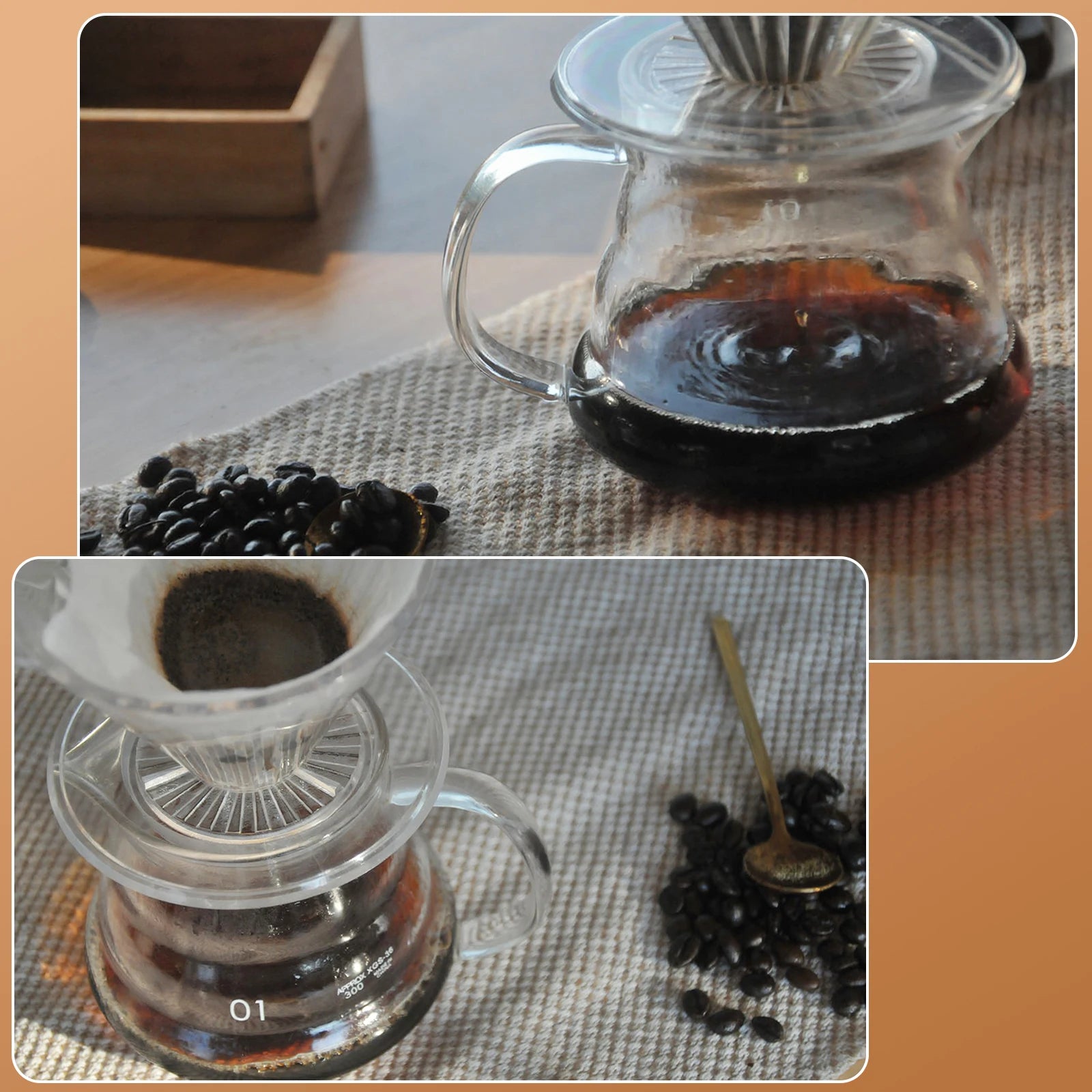 Hand-made Glass Coffee Pot Set with Lids Cloud Shaped Coffee Maker Filter Server