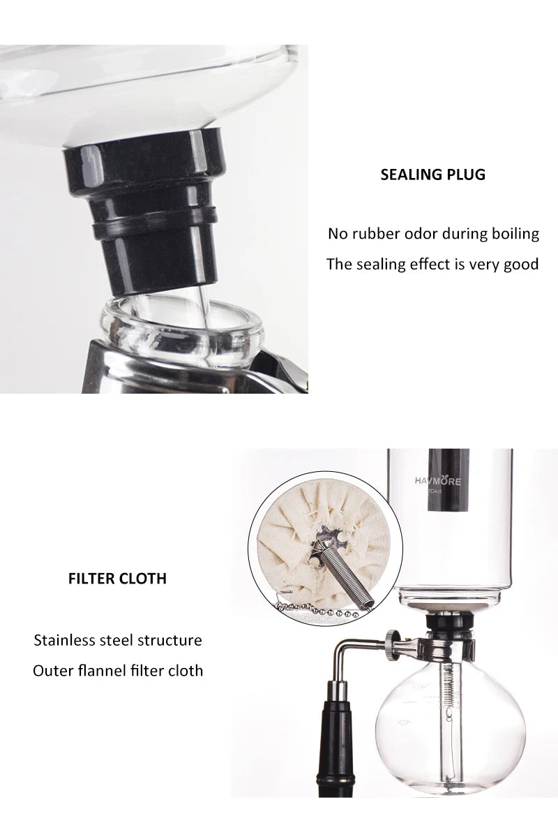 Siphon Coffee Maker 3/5Cups Pots High Quality Coffee Kettle Pot Set Coffee
