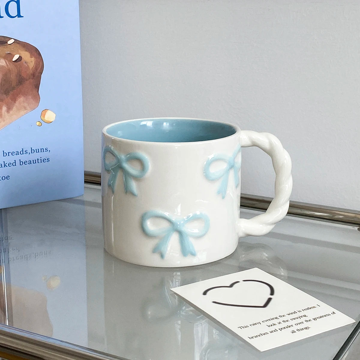 Pink Ceramic Mug with Bowknot, Suitable for Home Decor Drinkware, Drinking Cup