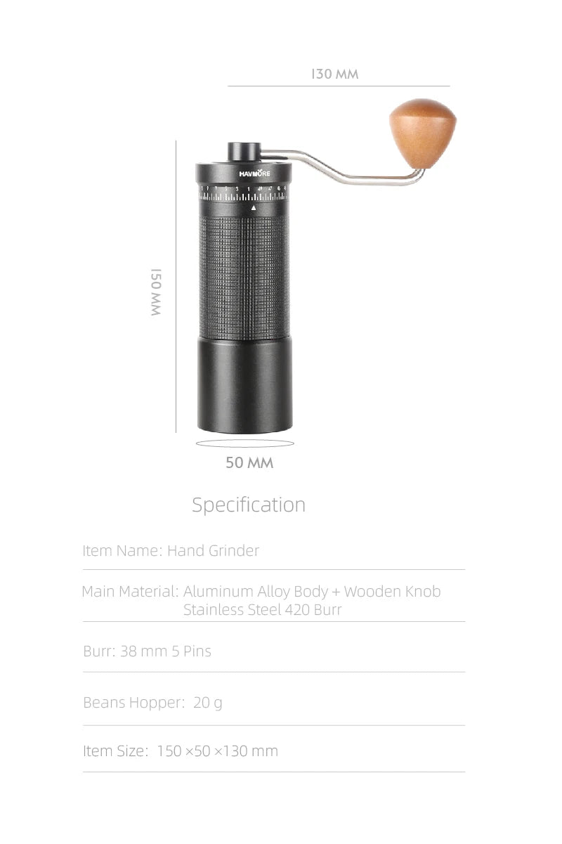 Professional Manual Coffee Grinder Upgrade All-metal Body Portable Grinder
