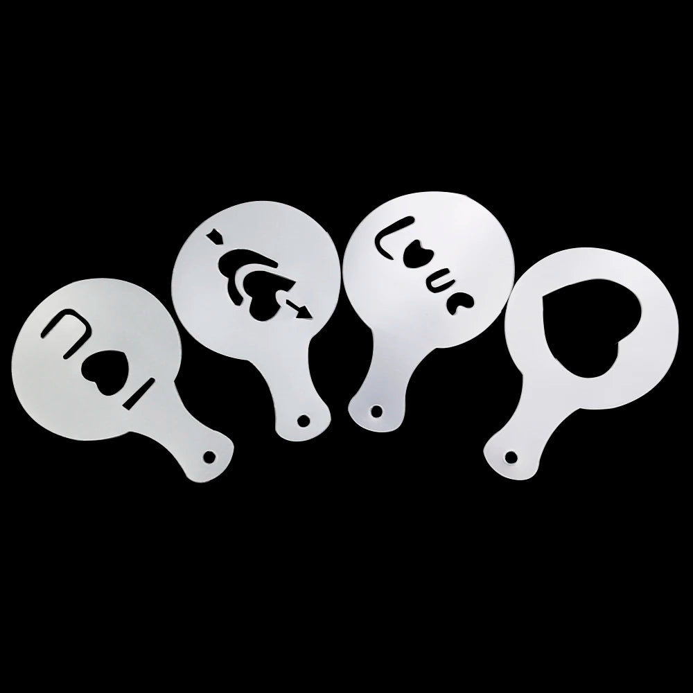 16PCS Coffee Stencils Fancy Coffee Printing Model Milk Cake Stencils