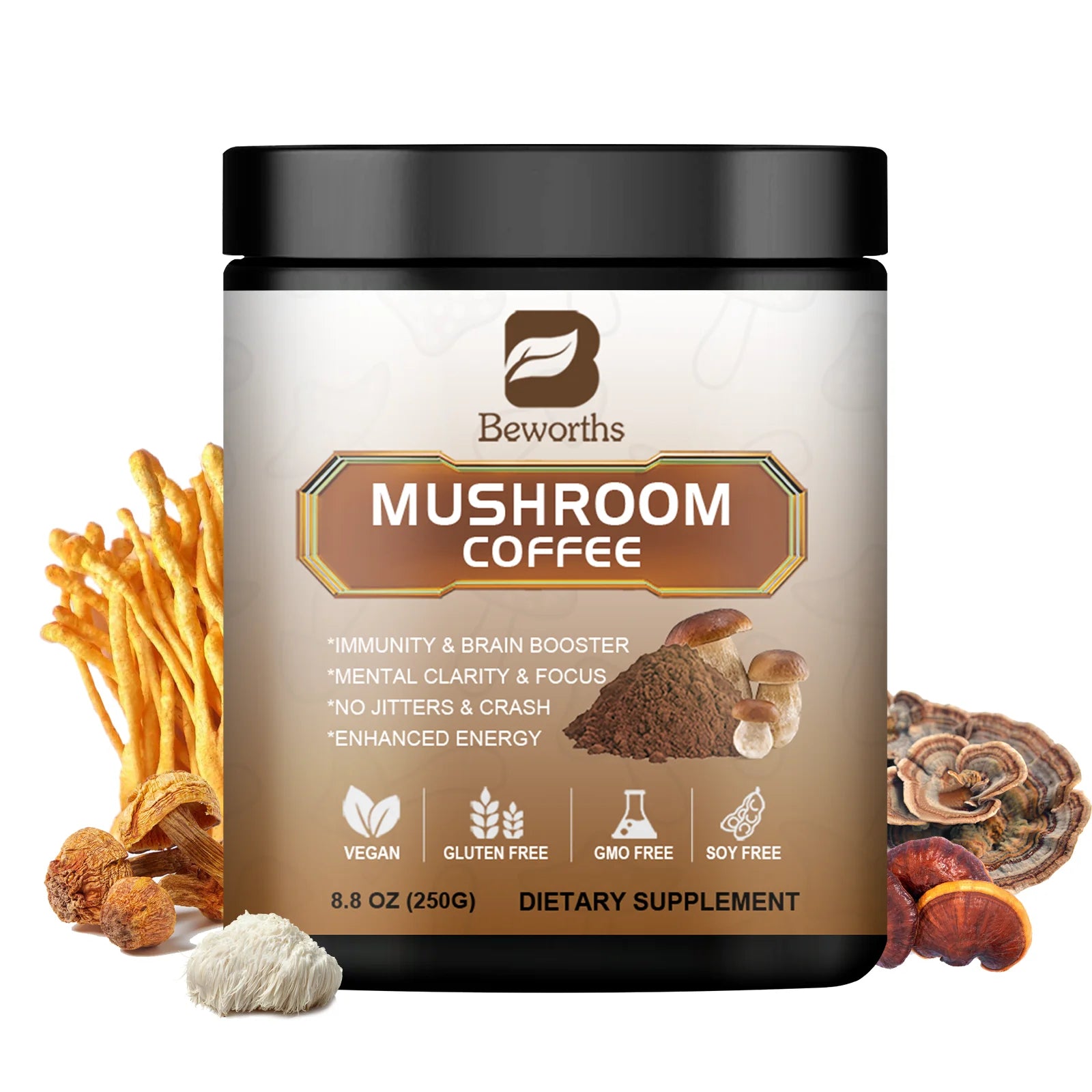 Mushroom Coffee 10 Mushroom Extract - Lion's Mane, Maitake for energy support