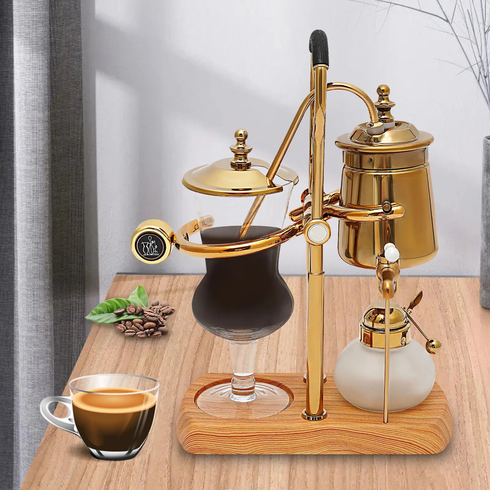 Golden Coffee Maker Siphon Pot Set with Integrated Filter Tea Coffee Brewer