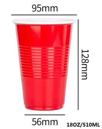 Plastic Party Cups in Red  for Drinks, Soda, Punch, Barbecue, Cola or Water
