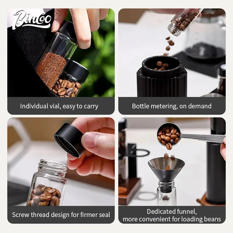 Bincoo Coffee Beans Storage Container Tube Portable Glass Coffee Bean Set