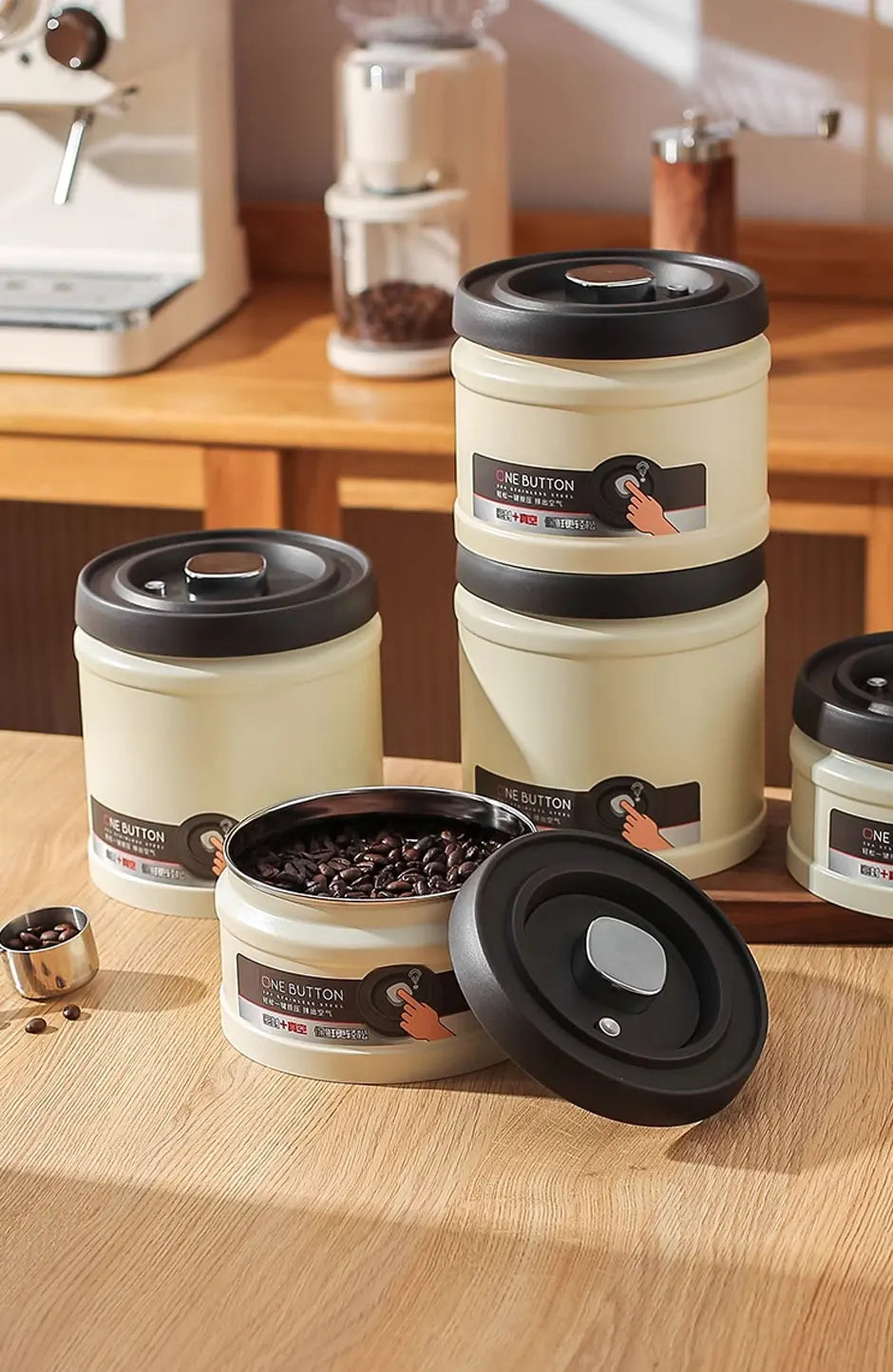 Stainless Steel Coffee Beans Vacuum Sealed Container Coffee Beans Storage