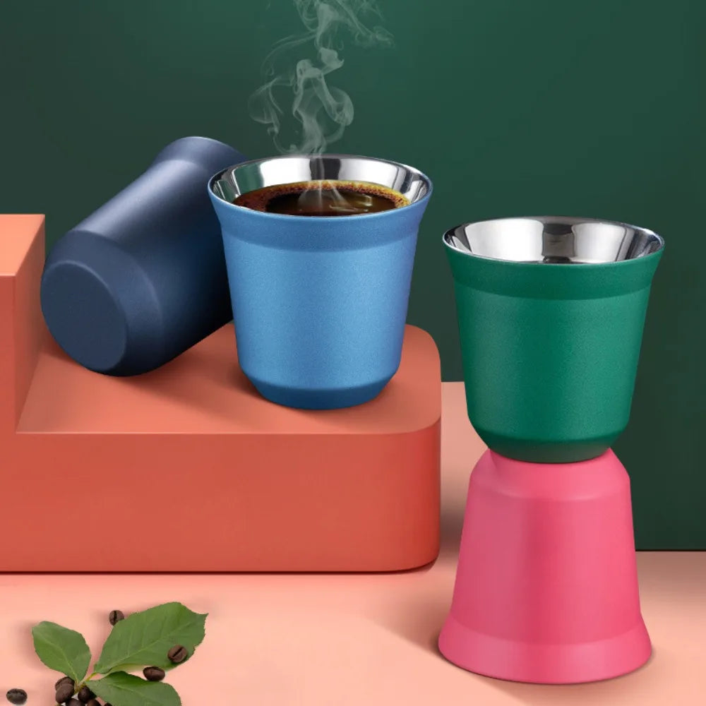 Summer 80ML Espresso Mugs Insulated Double Wall Beer Cups Small Cup