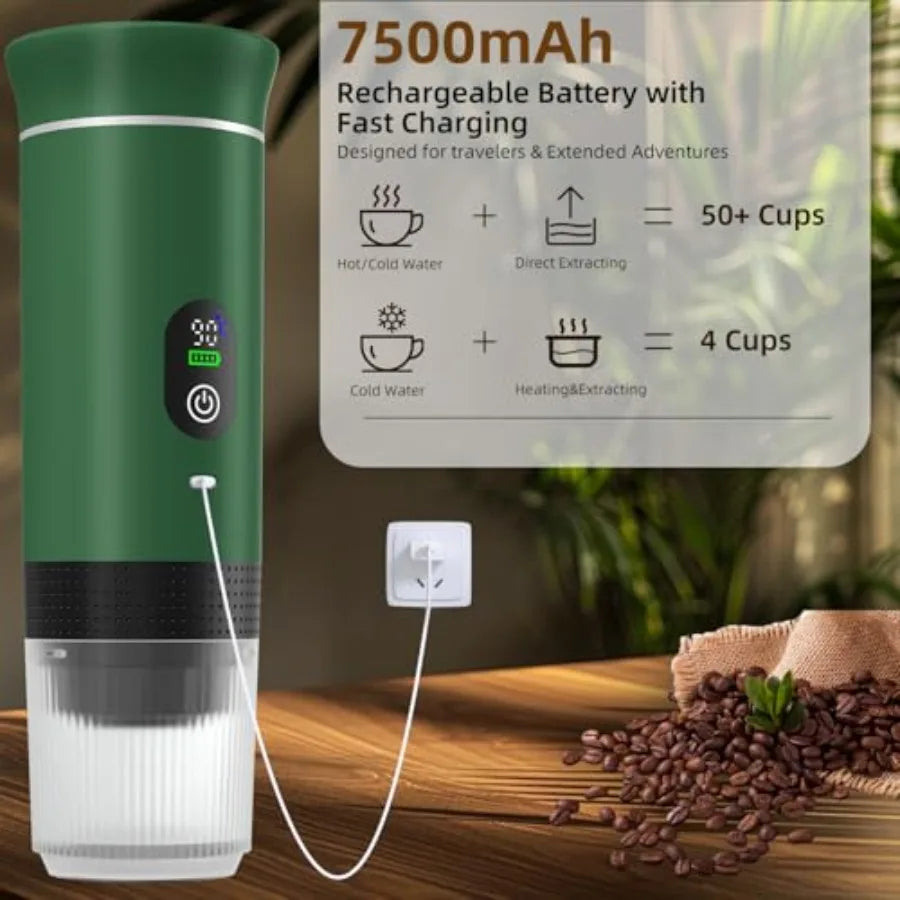 Portable Espresso Maker for Travel Camping Rechargeable Cordlessh Bag