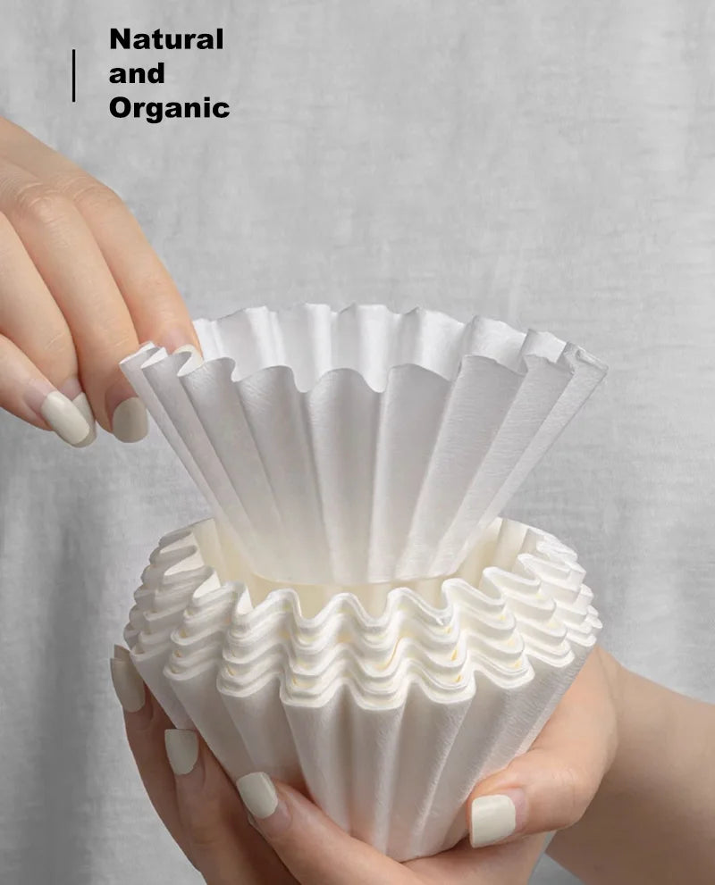 TIMEMORE 1-2Cups Basket Coffee Paper Filter Pour Over Filter Papers 50 Sheets