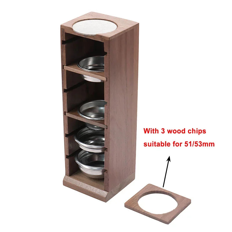 JUSTINLAU Coffee Powder Bowl Storage Rack Walnut Wood Rack Barista Tools