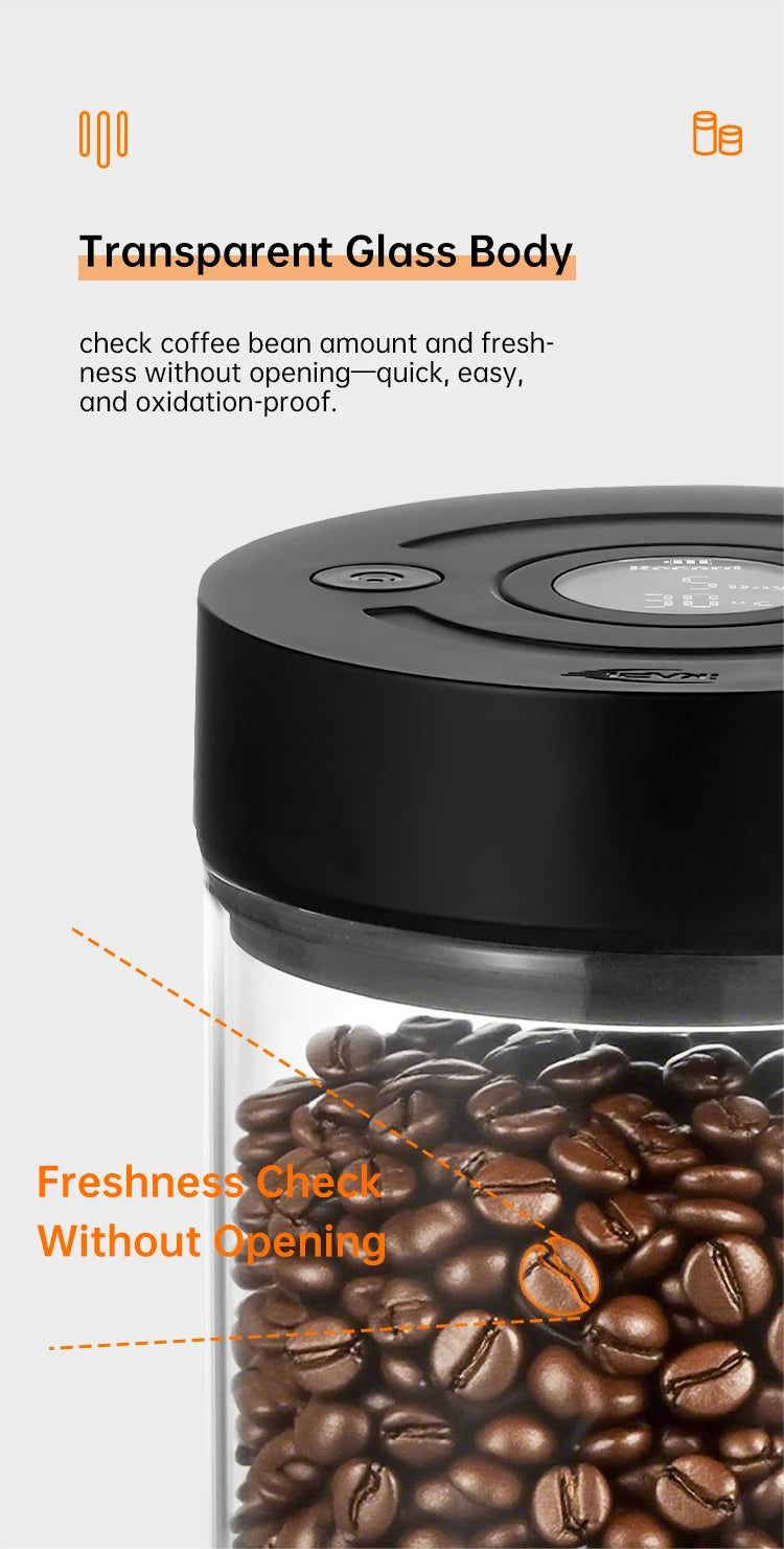 IKAPE Electric Vacuum Bean Canisters With Digital Display Coffee