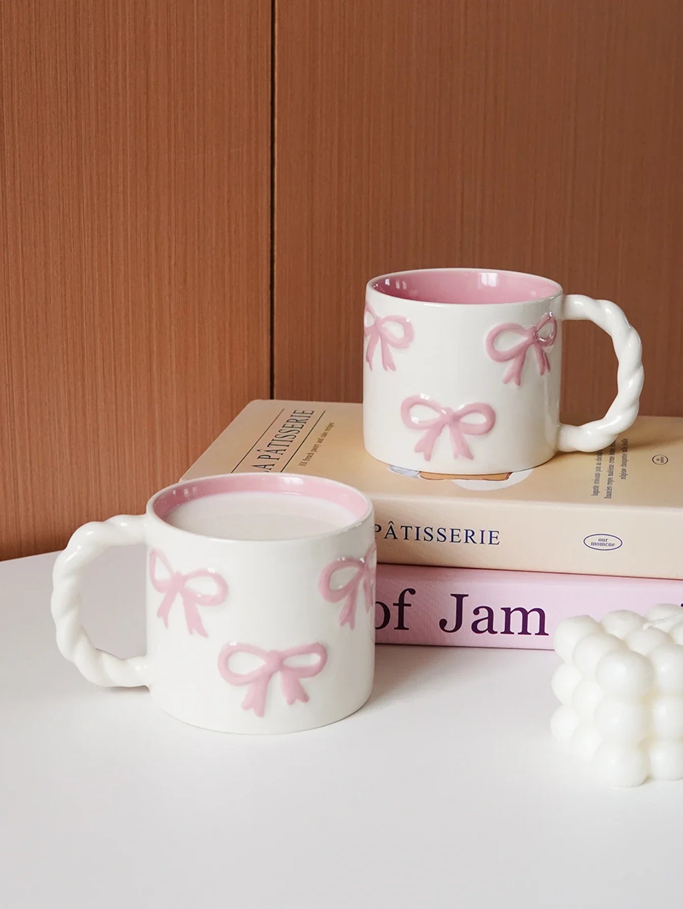 Pink Ceramic Mug with Bowknot, Suitable for Home Decor Drinkware, Drinking Cup
