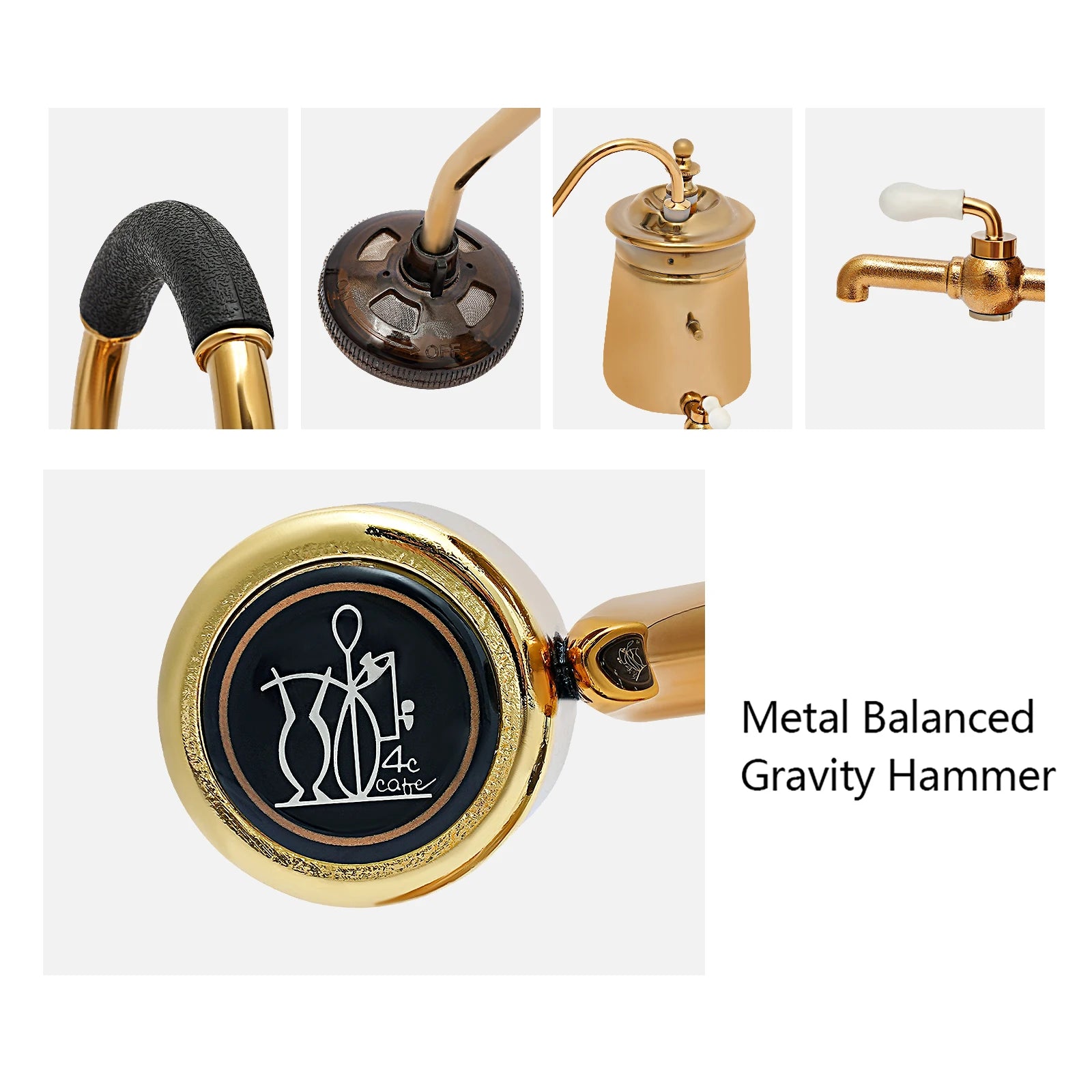 Golden Coffee Maker Siphon Pot Set with Integrated Filter Tea Coffee Brewer