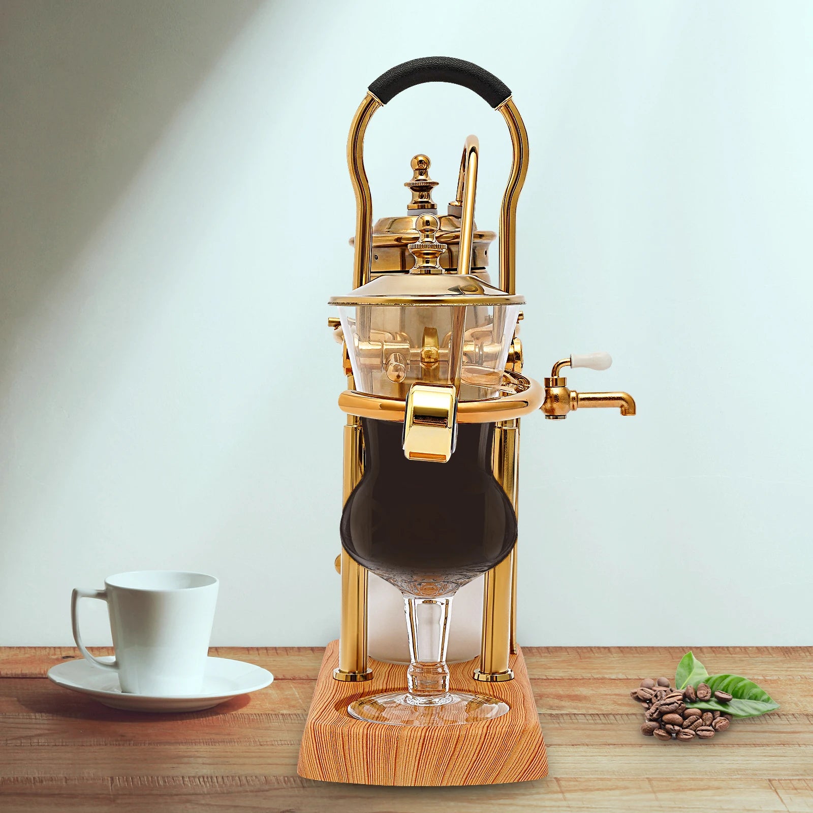 Golden Coffee Maker Siphon Pot Set with Integrated Filter Tea Coffee Brewer