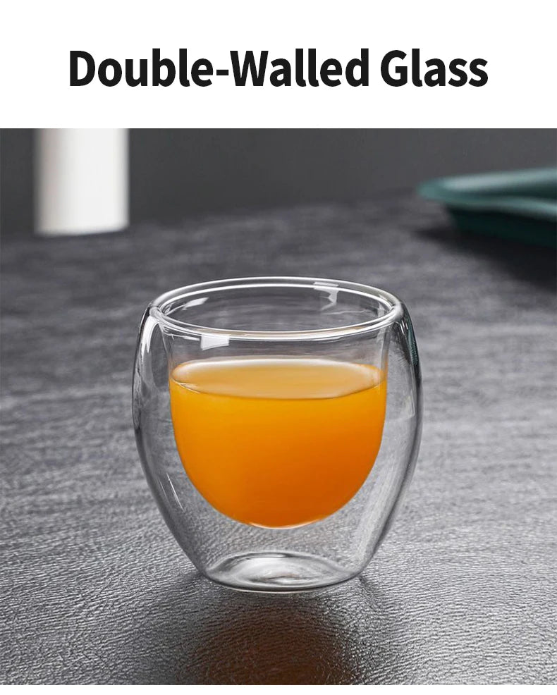 OANKR Double Wall Insulated Glasses 80ml Coffee Cup Cafe Tool Bar
