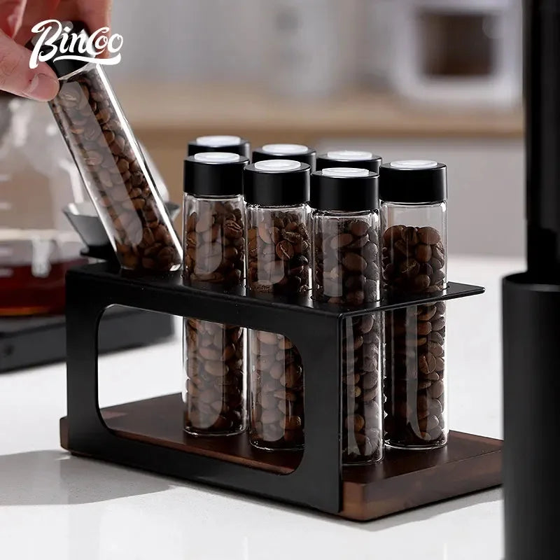 Bincoo Coffee Beans Storage Container Tube Portable Glass Coffee Bean Set