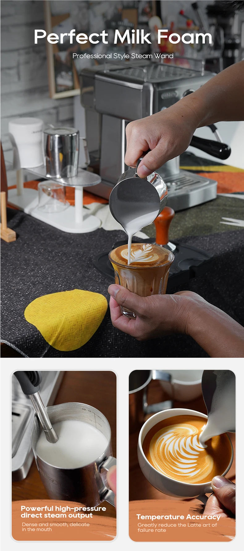 Semi Automatic Espresso Coffee Machine Temperature Cold/Hot Coffee Maker