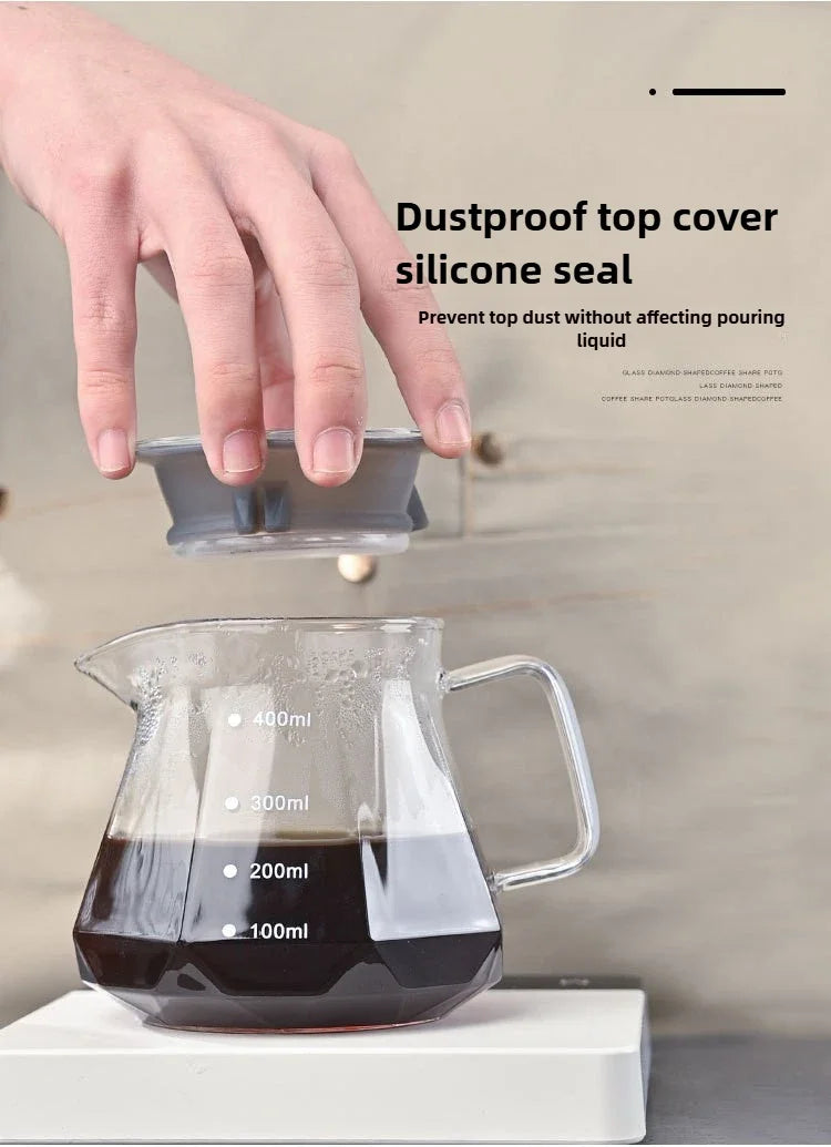 Diamond Espresso Glass Carafe Coffee Pot,drip filter cup, Pour Over Coffee Filter