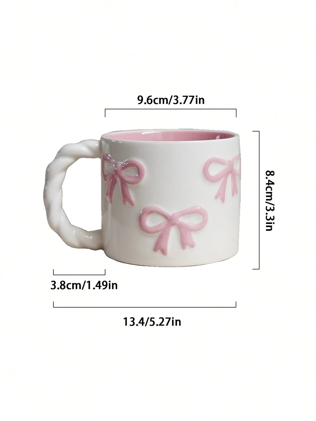 Pink Ceramic Mug with Bowknot, Suitable for Home Decor Drinkware, Drinking Cup