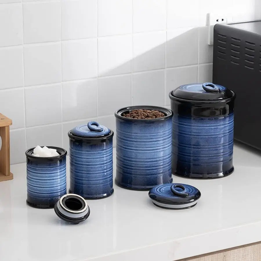 Food Storage Jar Sets Ceramic Container with Air Tight Lid for Flour Sugar Rice