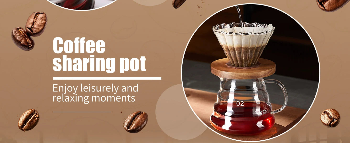Hand-made Glass Coffee Pot Set with Lids Cloud Shaped Coffee Maker Filter Server