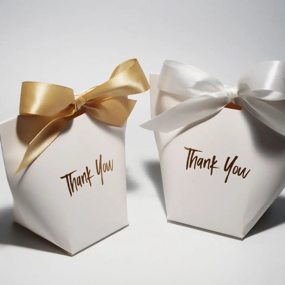 Chic Candy Gift Boxes  Black, White Coffee | Gold 'Thank You' | Ribbon | For Christmas