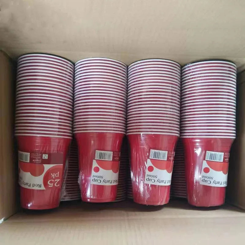 Plastic Party Cups in Red  for Drinks, Soda, Punch, Barbecue, Cola or Water