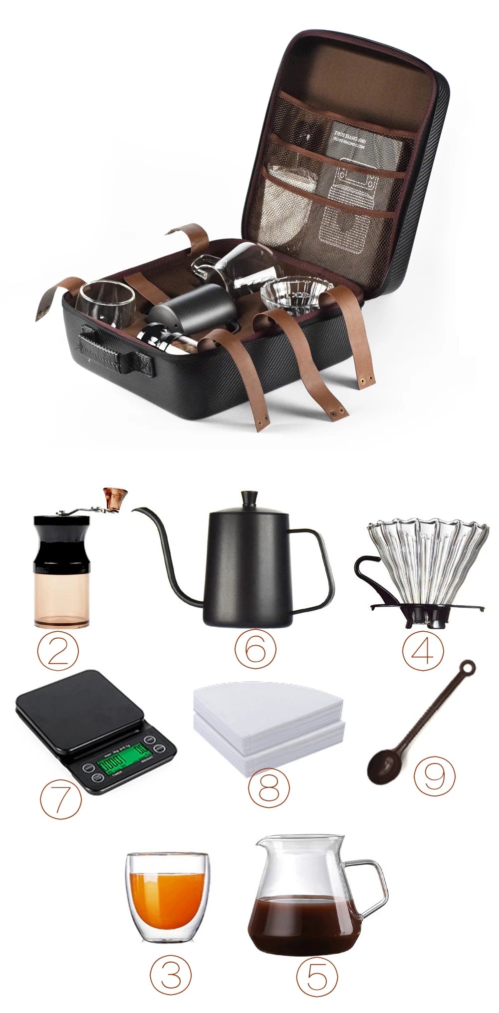 Luxury Coffee Gift Box Set Grinder Hand Pot Glass Drip Filter Household Coffee