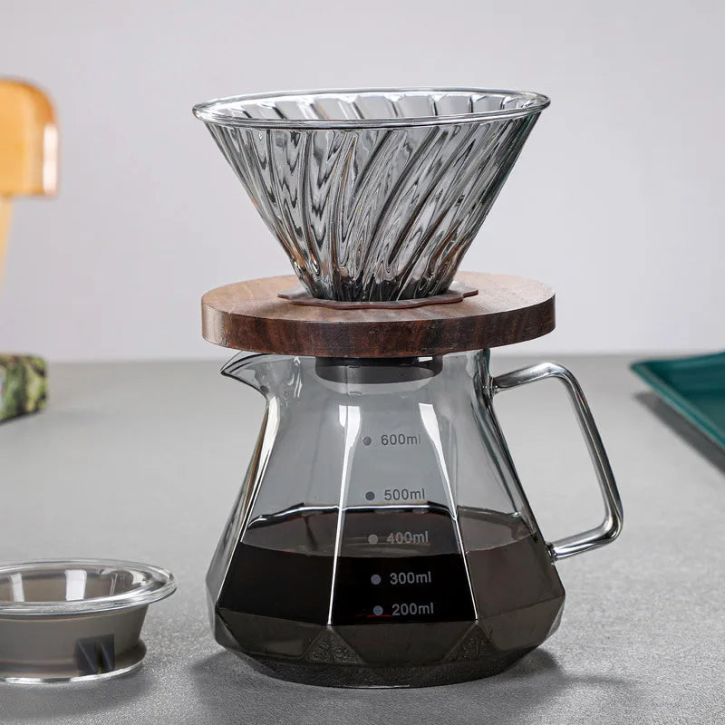 Diamond Espresso Glass Carafe Coffee Pot,drip filter cup, Pour Over Coffee Filter