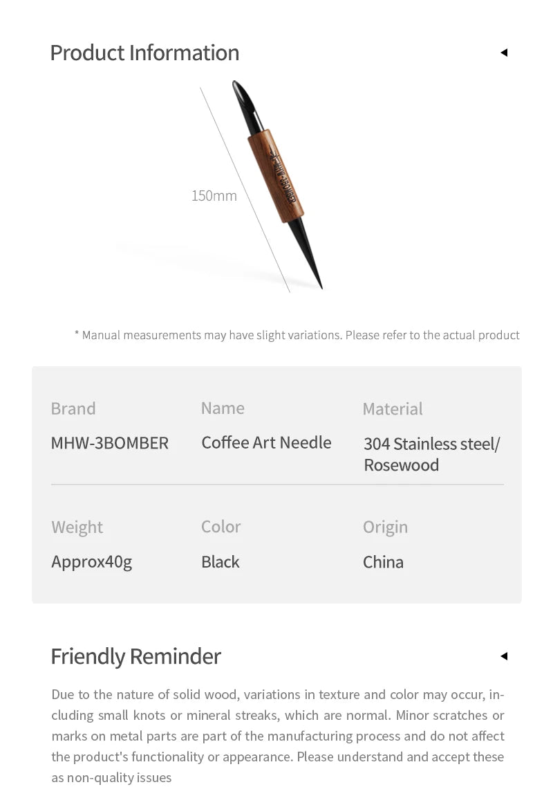 MHW-3BOMBER Coffee Latte Art Pens Vintage Espresso Cappuccino Pen