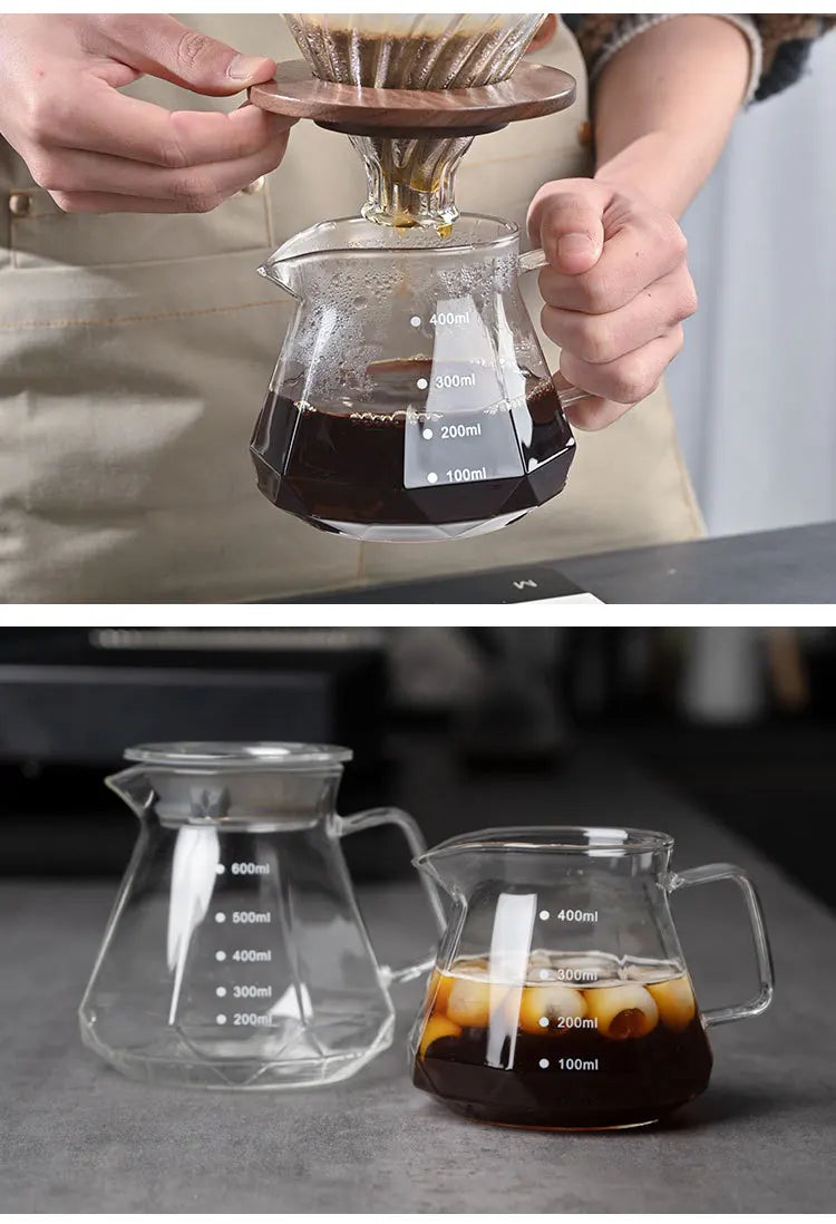 Diamond Espresso Glass Carafe Coffee Pot,drip filter cup, Pour Over Coffee Filter