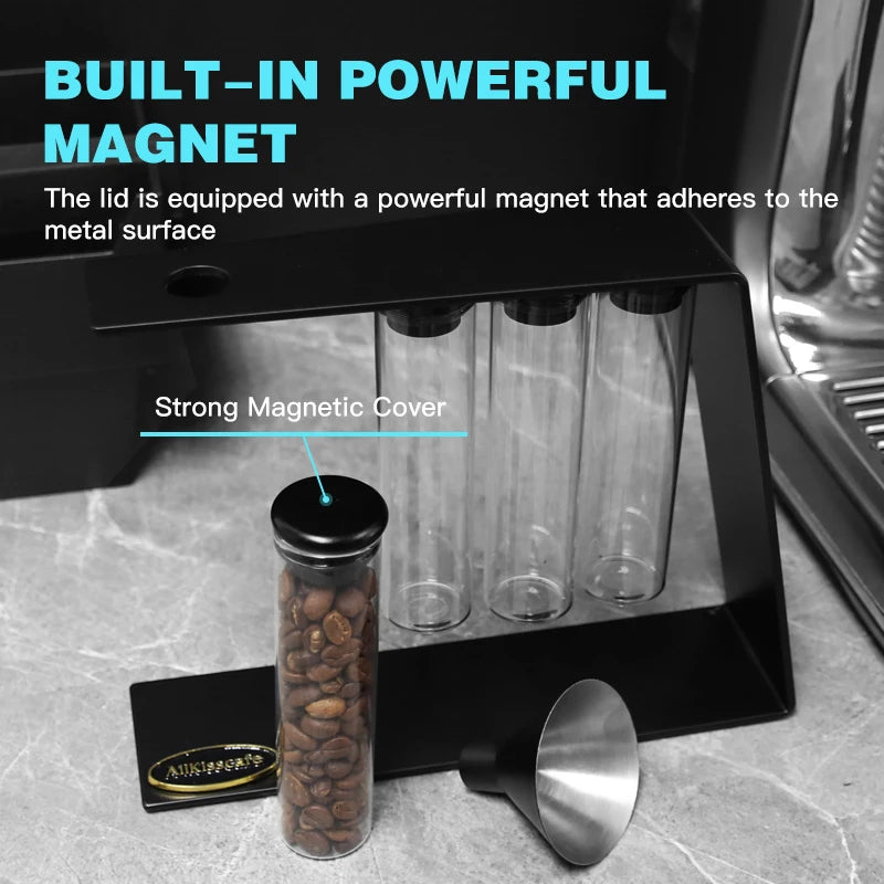 AliKisscafe Magnetic Coffee Beans Storage Container Glass Barista Tools Gifts