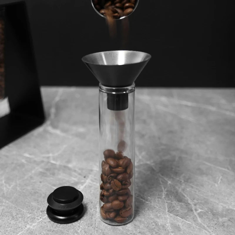 AliKisscafe Magnetic Coffee Beans Storage Container Glass Barista Tools Gifts