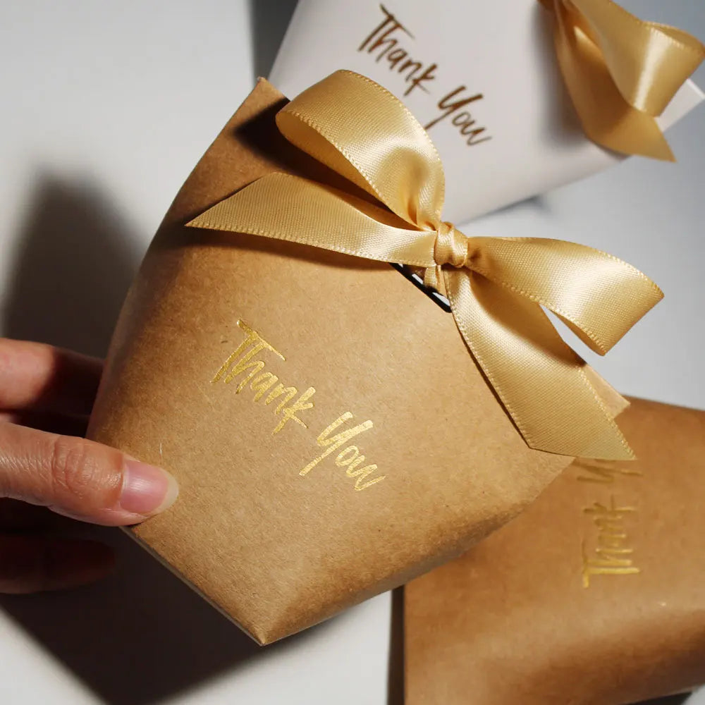 Chic Candy Gift Boxes  Black, White Coffee | Gold 'Thank You' | Ribbon | For Christmas