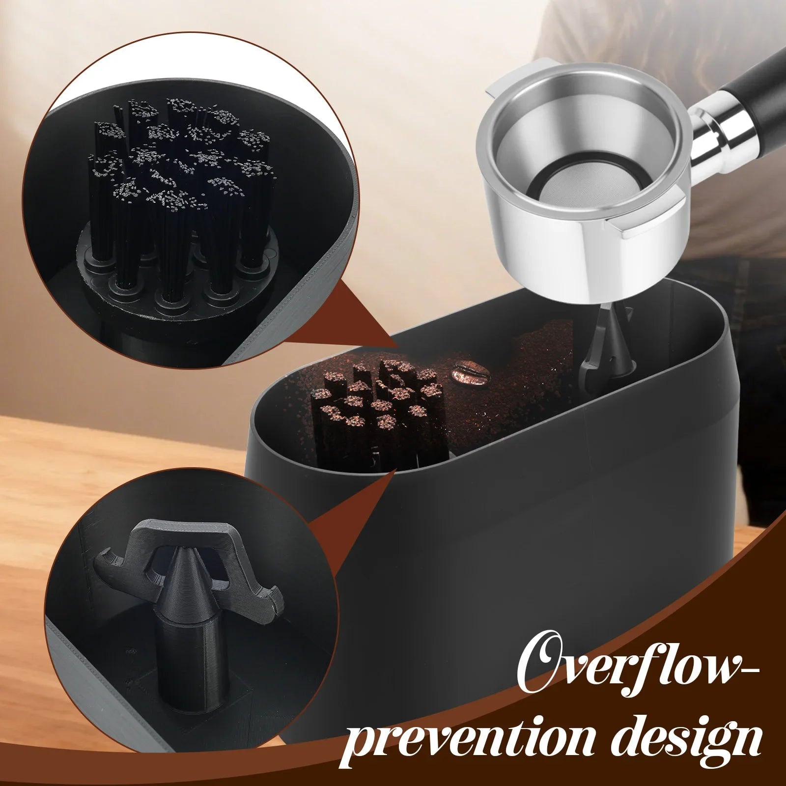 Automatic Knock Box Cleaner Coffee Portafilter Cleaning Kit USB Anti Spill