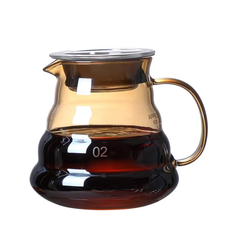 Durable Glass Brewed Coffee Pot Brown Filtering Cup Glass Percolator Funnel